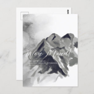 Carte Postale Montagnes d'aquarelle noire Faire-part mobile