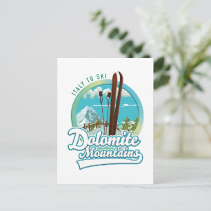 Carte Postale montagnes de dolomite italie logo ski