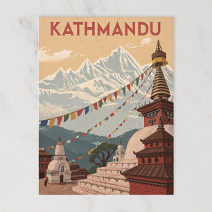 Carte Postale Montagnes de Katmandou et drapeaux de prière