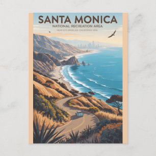 Carte Postale Montagnes de Santa Monica Affiche de voyage vint