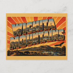 Carte Postale Montagnes de Wichita OK Lac de la Prairie de grani