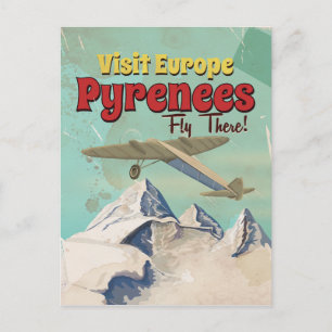 Carte Postale Montagnes des Pyrénées, affiche de voyage vintage