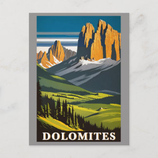 Carte Postale Montagnes Dolomites vintages Italie Paysage