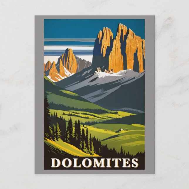 Carte Postale Montagnes Dolomites vintages Italie Paysage (Devant)