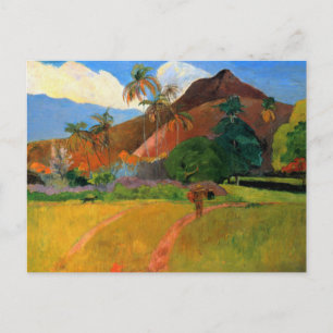 Carte Postale Montagnes en Tahiti Gauguin peinture chaude coloré