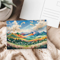 Montagnes et fleurs sauvages Peinture artistique c