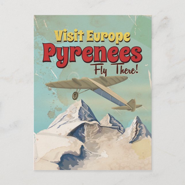 Carte Postale Montagnes Pyrénées, Europe vintage poster voyage (Devant)
