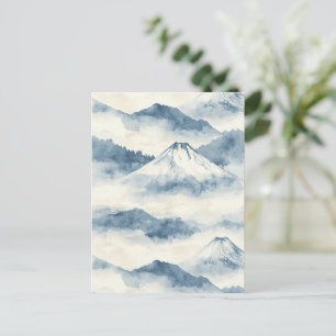 Carte Postale Montagnes sereines enneigées - Bleu et blanc