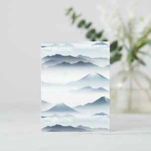 Carte Postale Montagnes Tranquilles Neige Bleu Blanc Scène