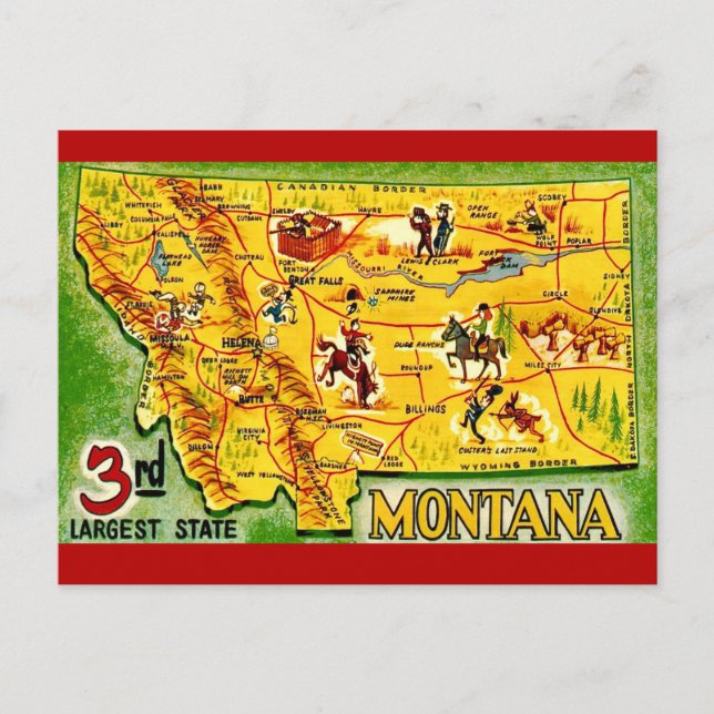 Carte postale Montana Vintage Map (Devant)