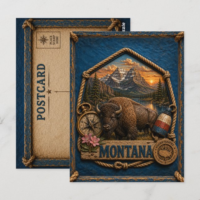 Carte Postale Montana Vintage Travel (Devant / Derrière)