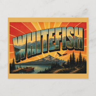 Carte Postale Montana Whitefish Lac Glaciaire Montagne Art Fores