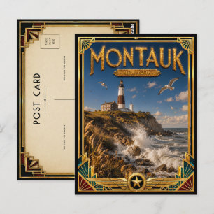 Carte Postale Montauk New York Art Déco vintage de l'âge d'or