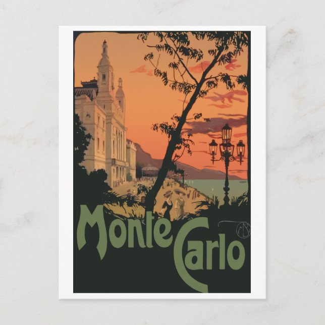 Carte Postale Monte Carlo au coucher du soleil (Devant)