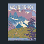 Carte Postale Monte Fitz Roy Patagonia Travel Art Vintage<br><div class="desc">Monte Fitz Roy dans un style vectoriel. Le Monte Fitz Roy est une montagne en Patagonie,  à la frontière entre l'Argentine et le Chili.</div>