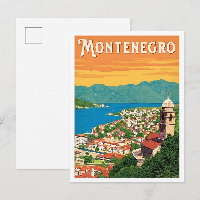 Carte Postale Monténégro Art Voyage Rétro (Devant / Derrière)