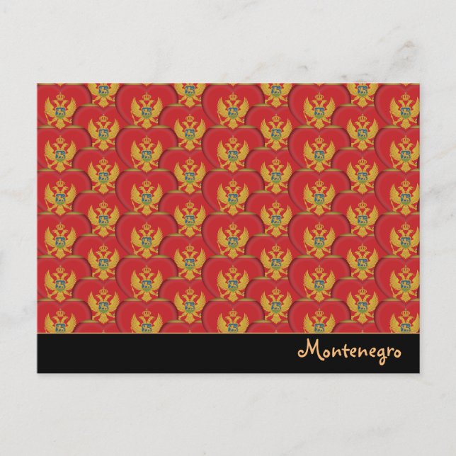 Carte Postale Monténégro Coeurs & Monténégro Drapeau /Monténégro (Devant)