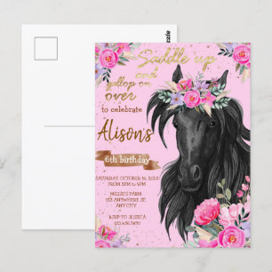 Carte Postale Monter à Cheval Anniversaire Cowgirl