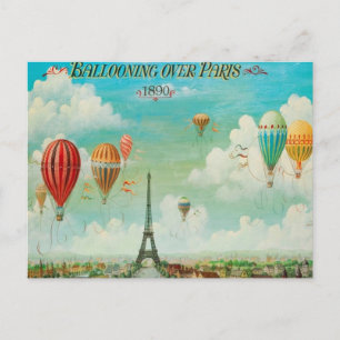 Carte Postale Monter en ballon au-dessus de Paris