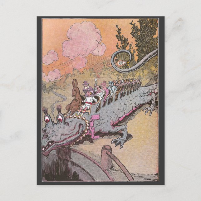 Carte Postale Monter un dragon Vintage Oz Illustration (Devant)