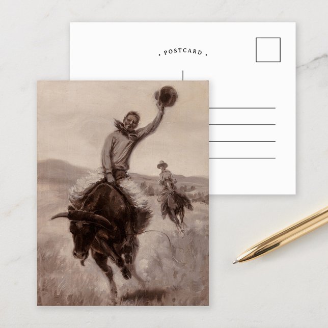 Carte Postale Monter un taureau | Elling William Gollings (Créateur téléchargé)