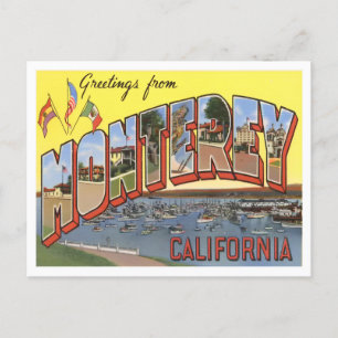 Carte postale Monterey, Californie Vintage Big Let