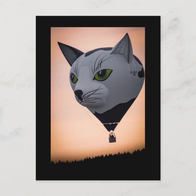 Carte postale Montgolfière Chat (Devant)