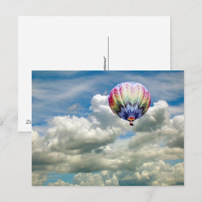 Carte postale - Montgolfière dans les nuages (Devant / Derrière)