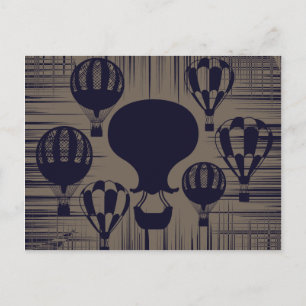 Carte Postale Montgolfières Vintage en détresse Grunge