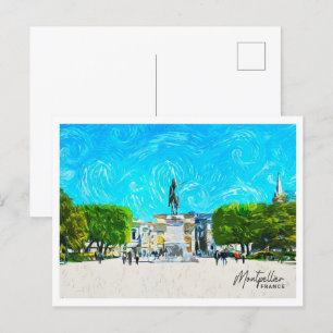 Carte Postale Montpellier France Belle peinture à huile Paysage
