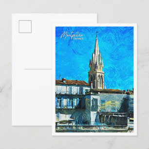 Carte Postale Montpellier France Belle Peinture à huile Ville