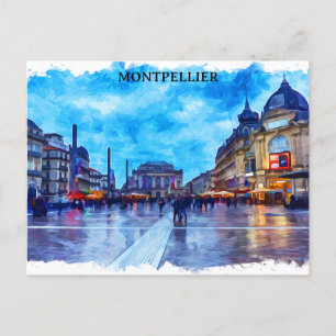 Carte Postale Montpellier France Place de la Comédie View