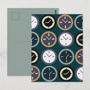 Carte Postale Montre à motif d'horloge colorée pour horloger