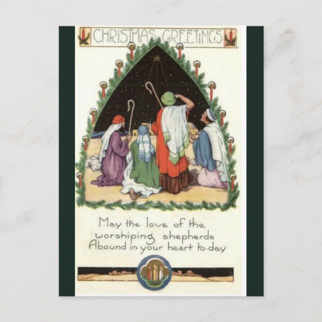 Carte Postale Montre Vintage des Bergers à Bethléem Noël  (Devant)