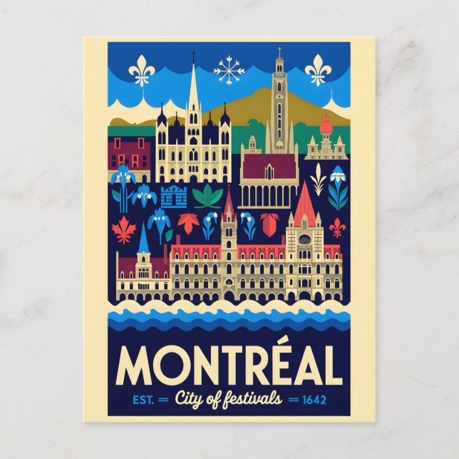 Carte Postale Montréal Canada Affiche d'art rétro de voyage (Devant)