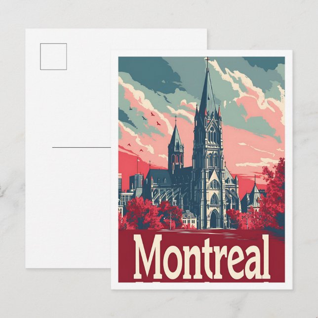 Carte Postale Montreal Canada Art vintage Travel (Devant / Derrière)