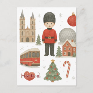 Carte Postale Montreal Noël Aquarelle   Hiver Cosy