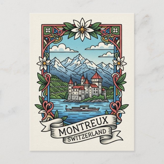 Carte Postale Montreux Suisse Château de Chillon (Devant)