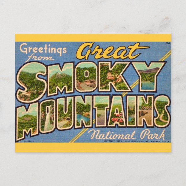 Carte Postale Monts Retro Great Smoky (Devant)