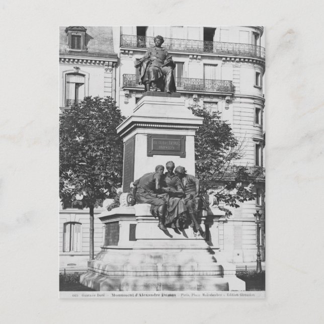 Carte Postale Monument à Alexandre Dumas Pere, 1883 (Devant)