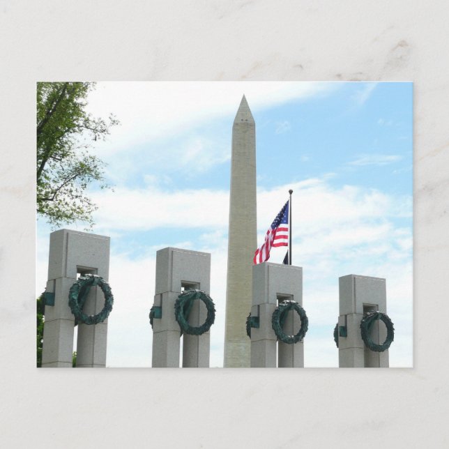 Carte Postale Monument à Washington et mémorial 2ÈME GUERRE MOND (Devant)