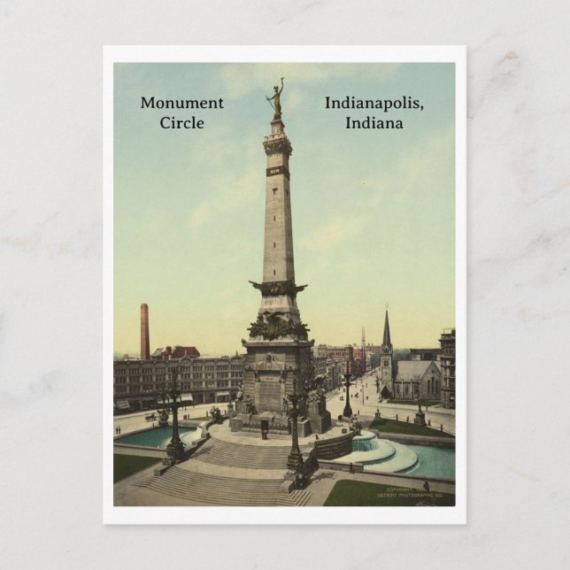 Carte Postale Monument Circle à Indianapolis, Indiana (Devant)