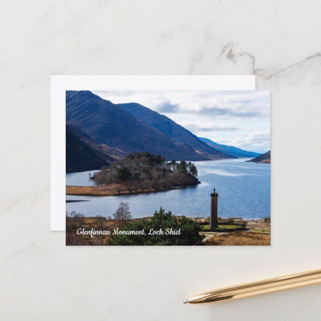 Carte Postale Monument de Glenfinnan, Loch Shiel, Écosse (Devant/Arrière en situation)