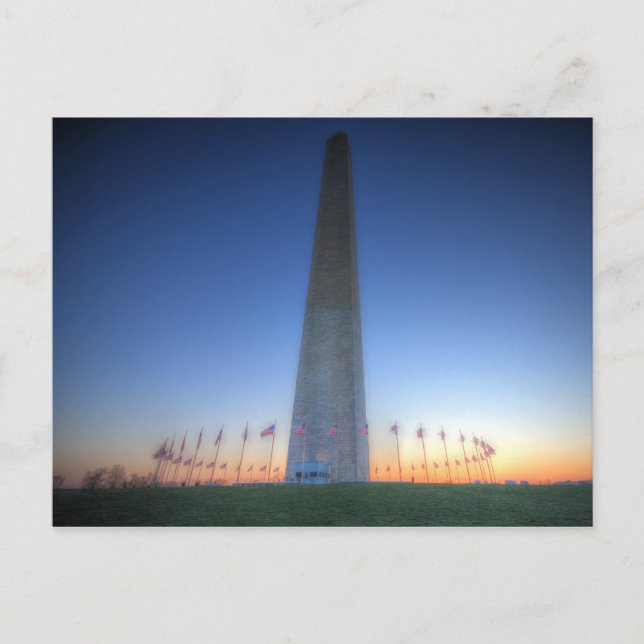 Carte Postale Monument de Washington avec coucher de soleil oran (Devant)