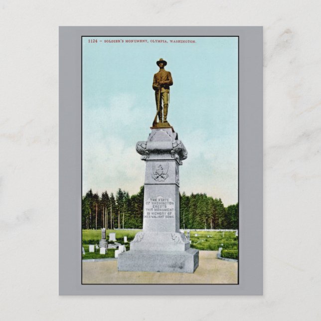 Carte Postale Monument du soldat vintage Olympia WA (Devant)