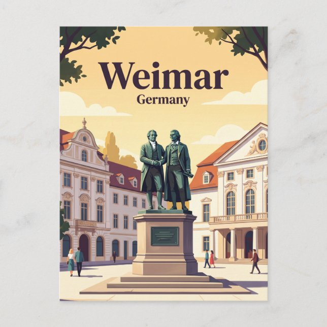 Carte Postale Monument Goethe-Schiller, Weimar, Thuringe, Allema (Devant)