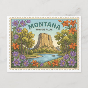 Carte Postale Monument national de Pompeys Pillar au Montana vin
