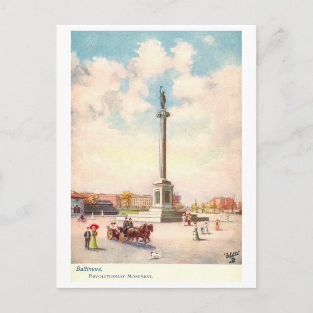 Carte Postale Monument révolutionnaire vintage à Baltimore (Devant)
