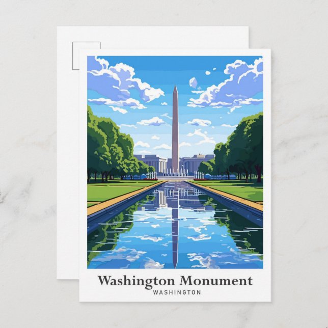 Carte Postale Monument Washington Voyage États-Unis (Devant / Derrière)