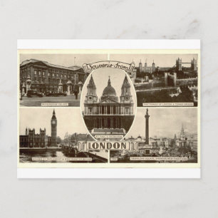 Carte Postale Monuments de Londres Souvenir Sépia Vintage